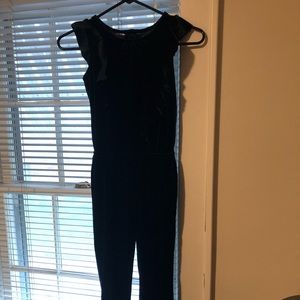 Girls navy blue velvet jumpsuit